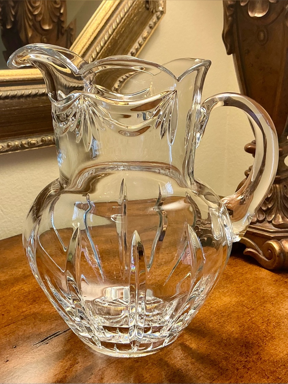 Beautiful Swag Heavy Glass Pitcher